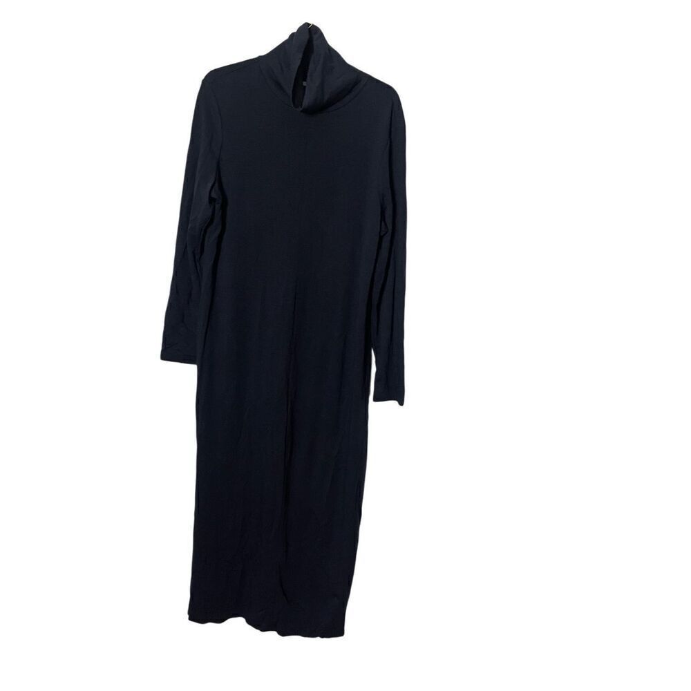 J Jill Pure Luxe Tencel Blue Jersey Mock Long Sleeve Midi Dress Medium Womens